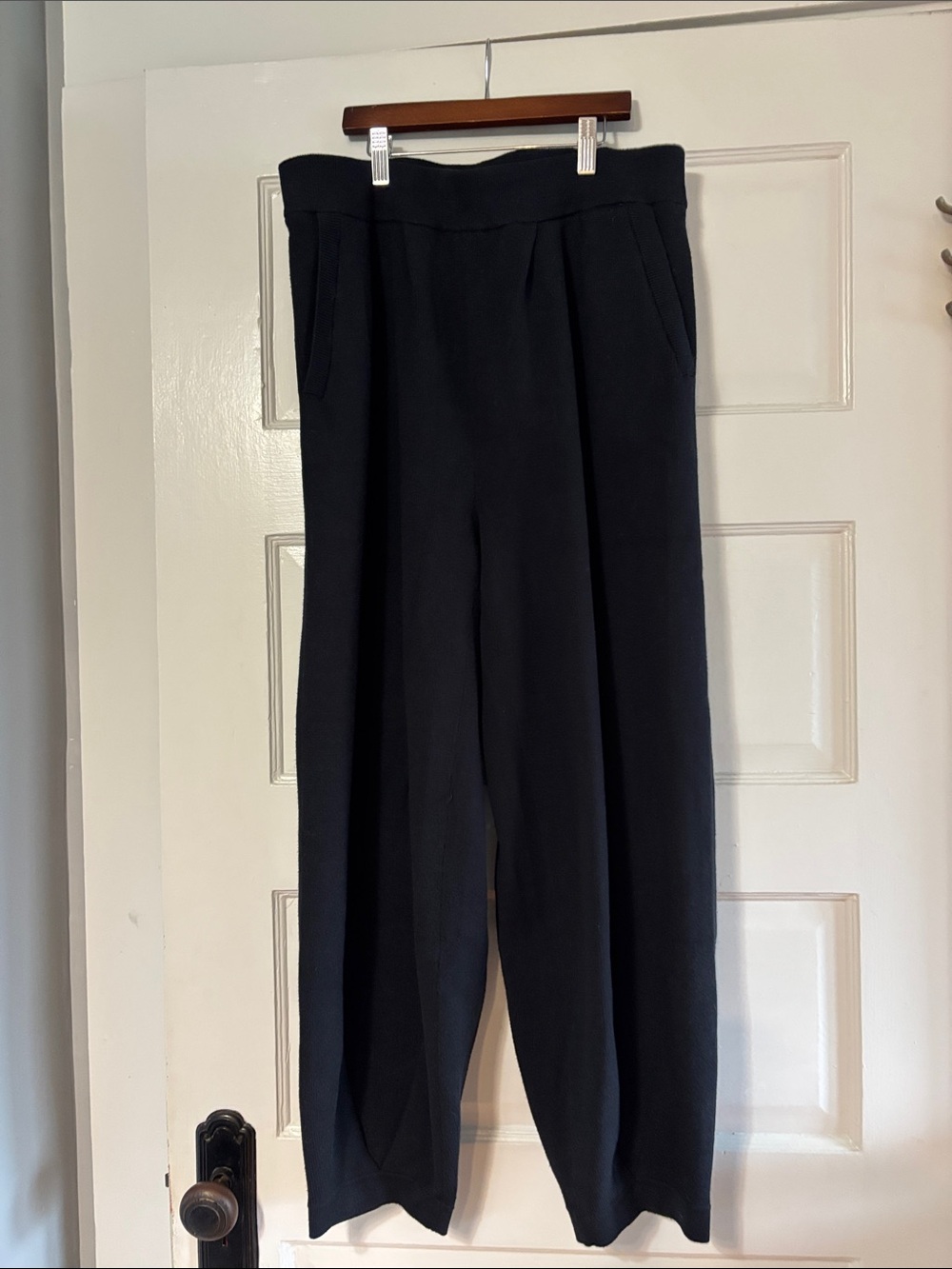 Land’s End Barrel Leg Black Sweater Knit Trousers
